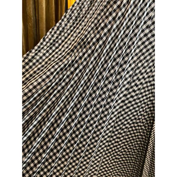 vintage 1970s 2 piece maxi skirt and cropped vest, accordion pleat gingham, xs - Picture 5 of 10